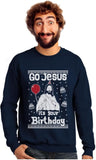 Jesus Birthday Funny Holiday Xmas Long Sleeve Sweatshirt for Men Women Ugly Christmas Sweater Style