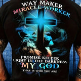 Way Maker Miracle Worker Pattern, Men'S Fashionable 3D Digital Graphic T-Shirt, Slightly Elastic and Breathable Retro T-Shirt for Summer