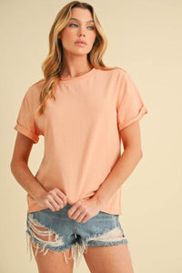 Aemi + Co Exposed Seam round Neck Short Sleeve T-Shirt