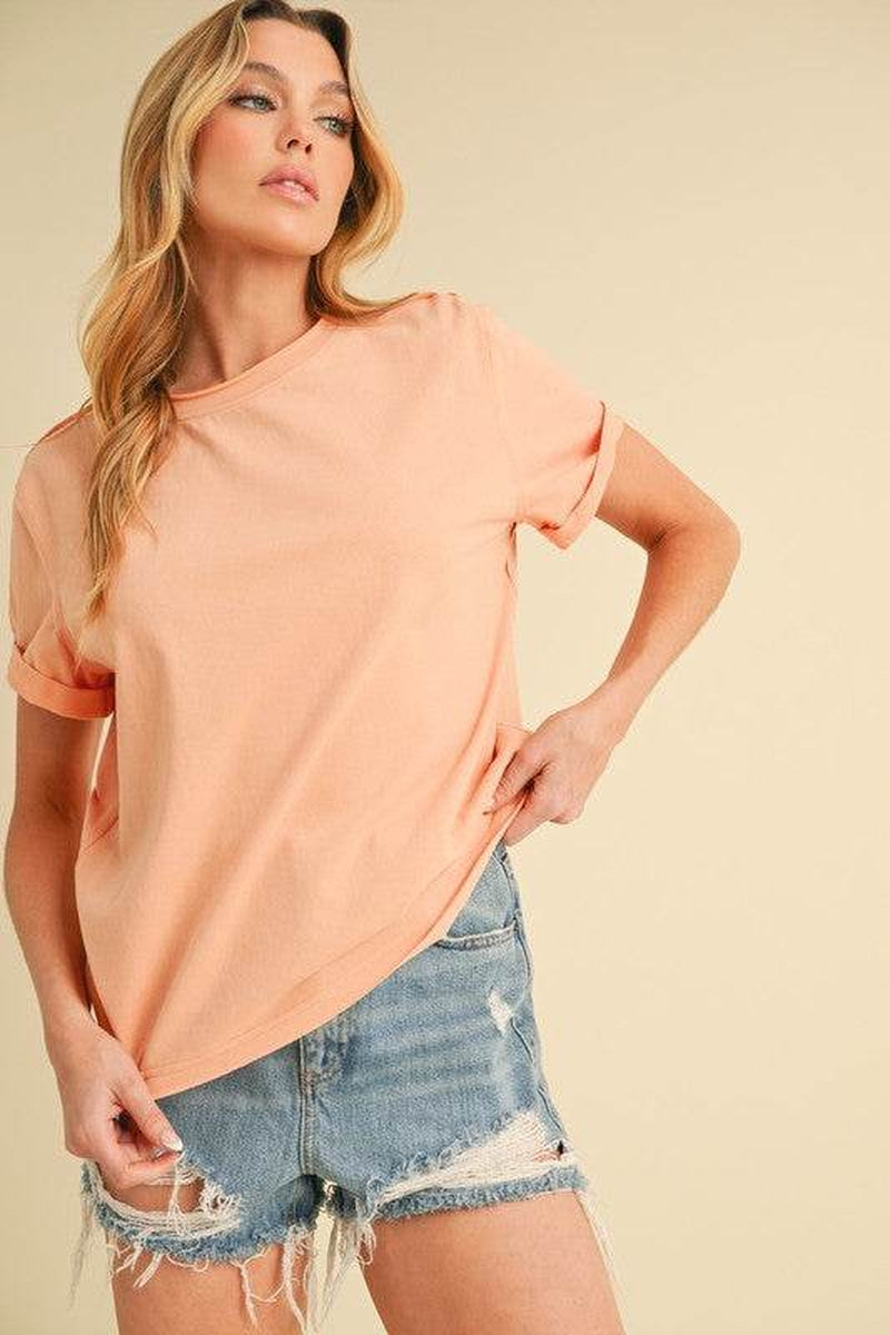 Aemi + Co Exposed Seam round Neck Short Sleeve T-Shirt